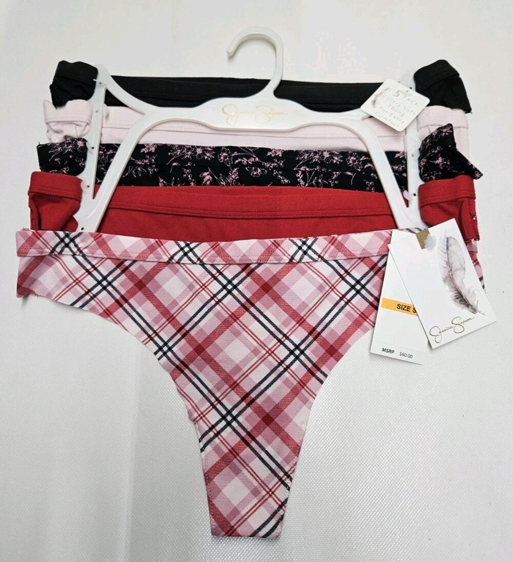 Jessica Simpson Ultra Soft Thong For Extra Comfort Small 5 Pack Multicolor.
